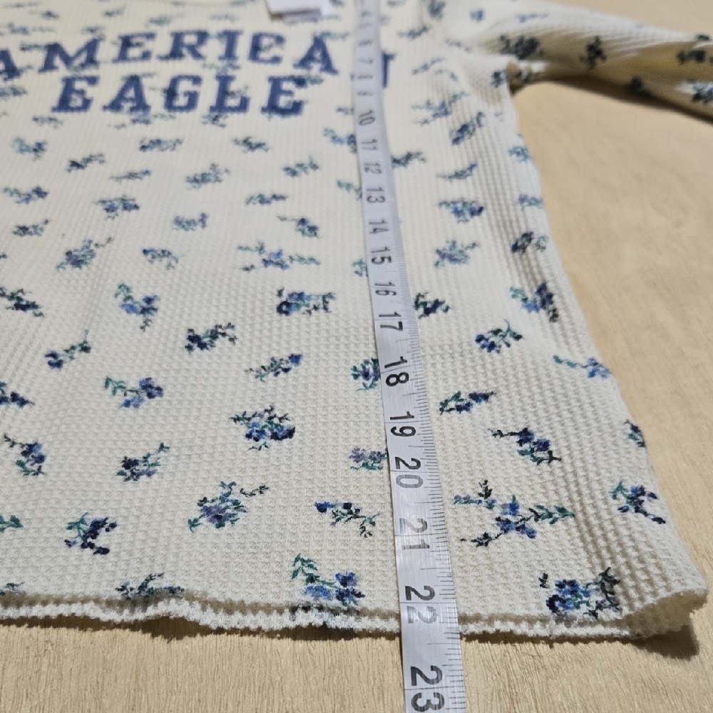 T21 NWT American Eagle Outfitters Floral Long Sleeve Waffle Thermal Top Sz XS - Picture 8 of 10